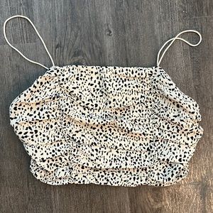 Leopard print thin strapped crop top
